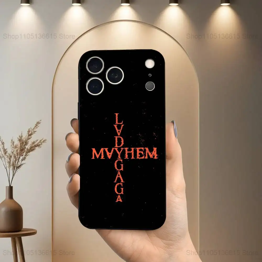 Custodia L-LADY G-GAGA MAYHEM Singer per iPhone 17,16,15,14,13,12,11 Plus,Pro Max,XS,X,XR,SE,Mini,8,7, Cover morbida in silicone nero