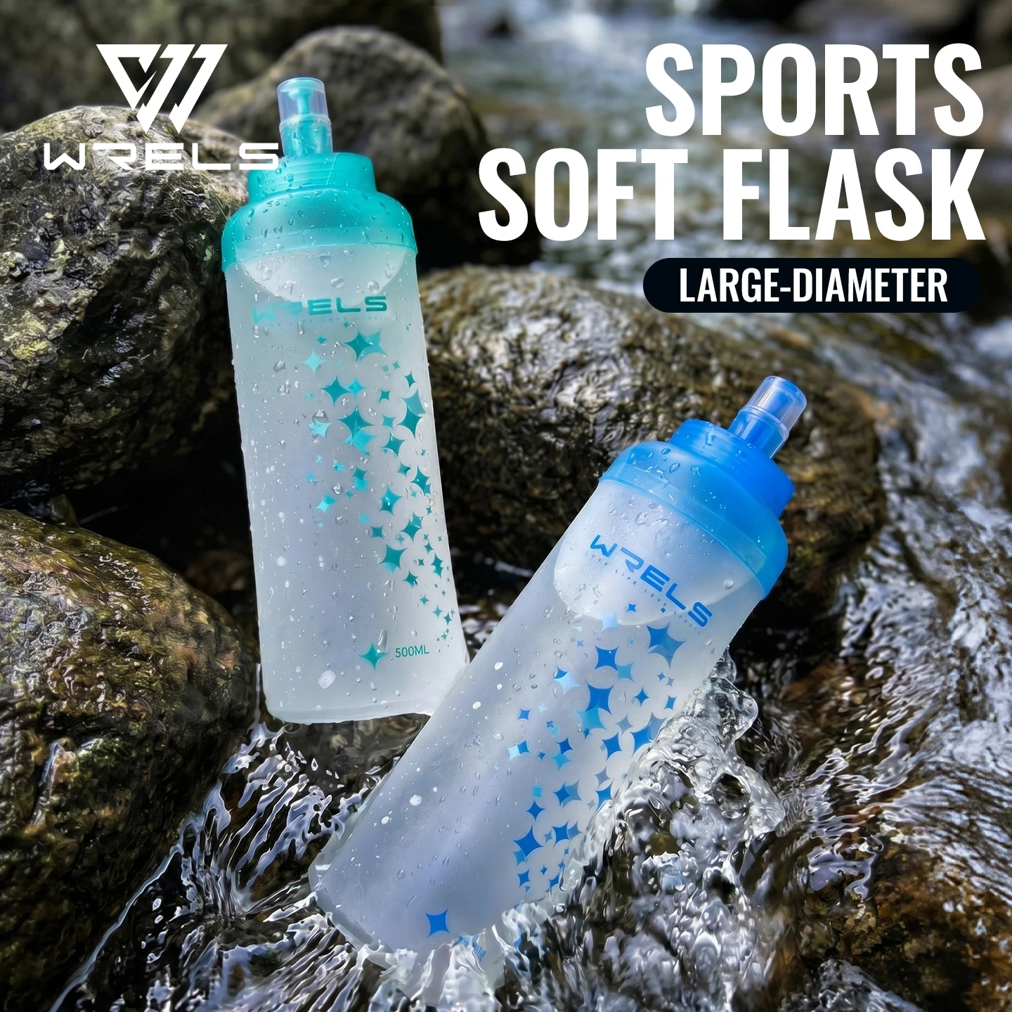 WRELS Soft Flask Collapsible Water Bottle BPA Free Leak Proof TPU Ultralight Running Hiking Cycling Climbing Squeeze Bottle