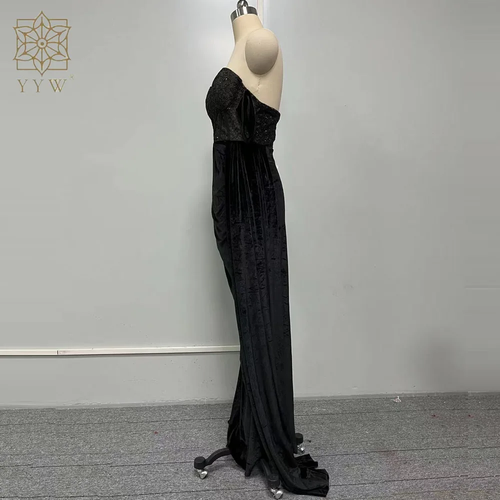 Sexy Backless Evening Party Dress for Women Prom Dress Black Lace Chest Wrapping Off the Shoulder Split Mermaid Maxi Dresses