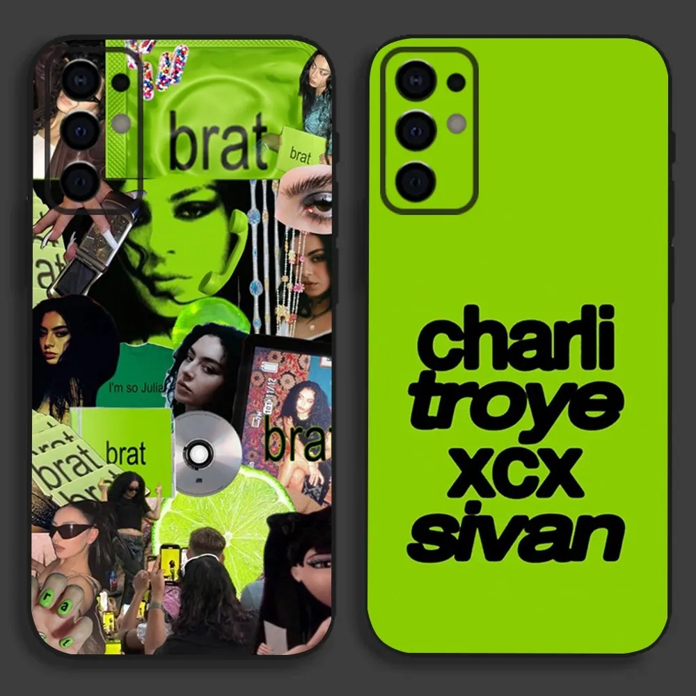 Singer C-Charli XCX Brat Phone Case For Samsung S24,S21,S22,S23,S30,Ultra,S20,Plus,Fe,Lite,Note,10,9,5G Black Soft Cover