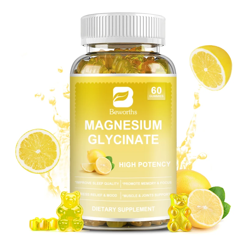 

BEWORTHS Magnesium Gummies 70mg-60 pills Magnesium Glycine Supplement for Adults and Children Relax, Relieve Stress and Sleep