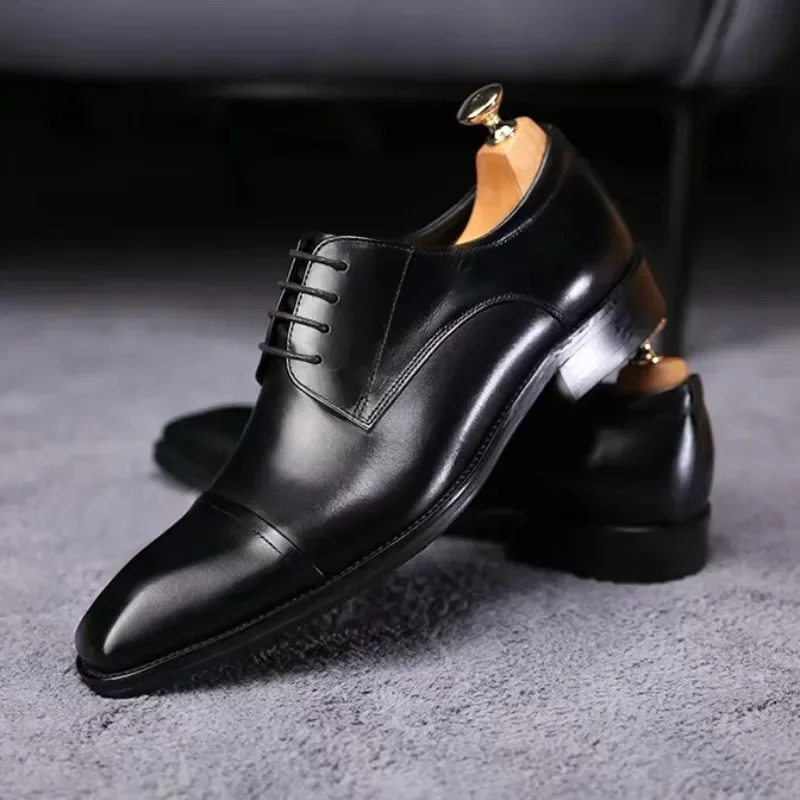 Men's Leather Shoes Three-dimensional Square Toe Dress Shoes Men Oxford Shoes for Men Sapatos Masculinos Zapato Oxford Hombre