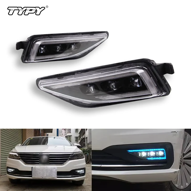 

TYPY Led DRL Daytime Running Light For Volkswagen Lavida plus 2018 with Dynamic moving yellow turn signal and blue night light