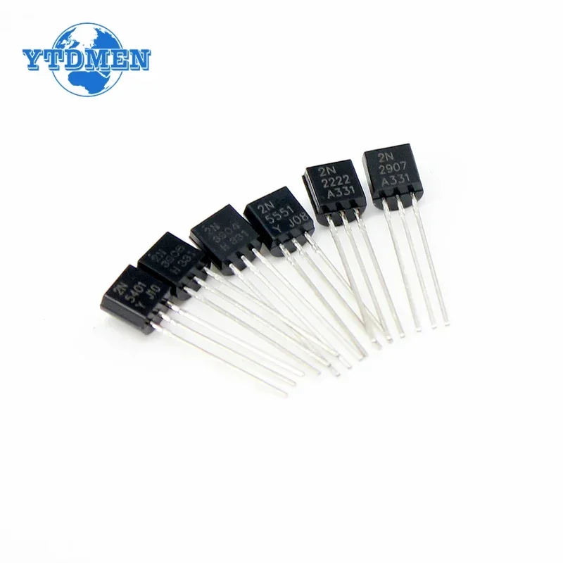 50PCS 2N3904 2N2222 Transistor TO-92 2N2907 2N3906 2N5401 2N5551 A1015 NPN Transistors Triode Kit