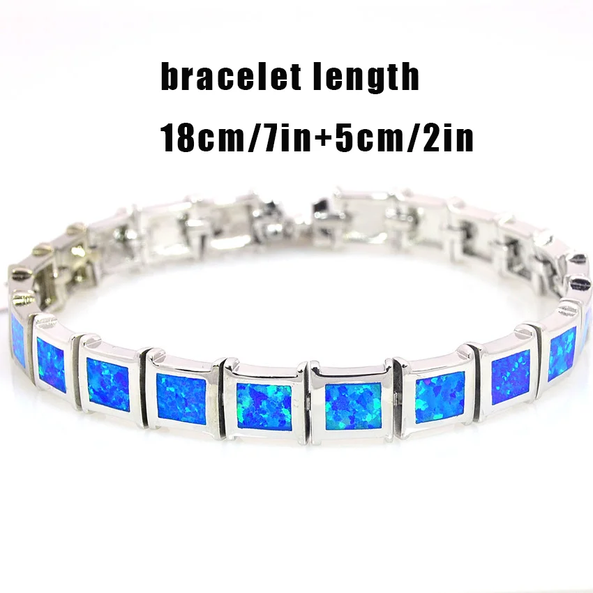 Celestial Square Opal Bracelet, Ethereal Blue Solid Opal Beads on Silver Chain, Adjustable Minimalist Dainty Jewelry for Women
