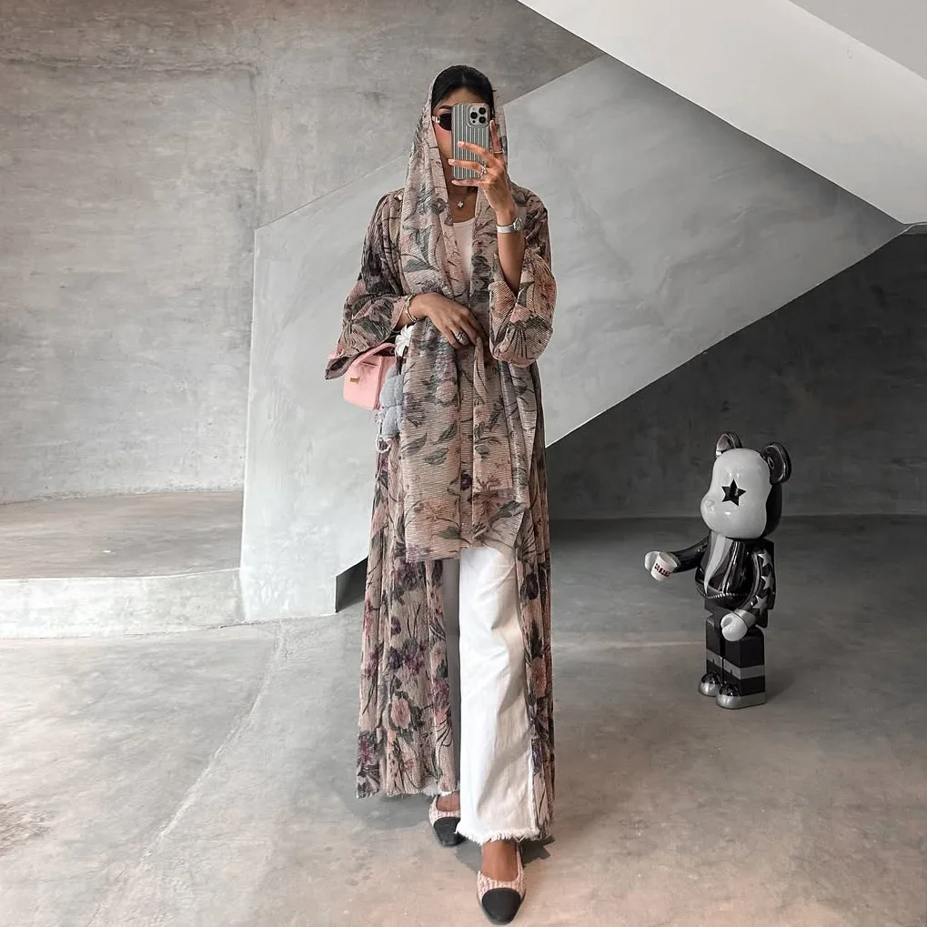 

Open Abaya Women Print Muslim Dress Jilbab Kebaya Islam Clothing Kaftan Robe Hijab Dresses 2026 Eid Mubarak Ramadan Abayas Niqab