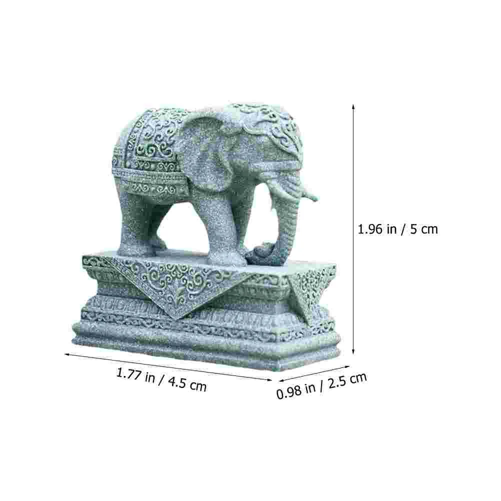 2 Pcs Miniature Elephant Ornament Desktop Figurines Sculpture Car Interior Decor