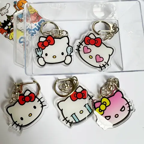 Sanrio Hello Kitty Cartoon Keychain Anime Action Figures Cute Toys Cars Keys Schoolbag Decoration Models Children Birthday Gifts