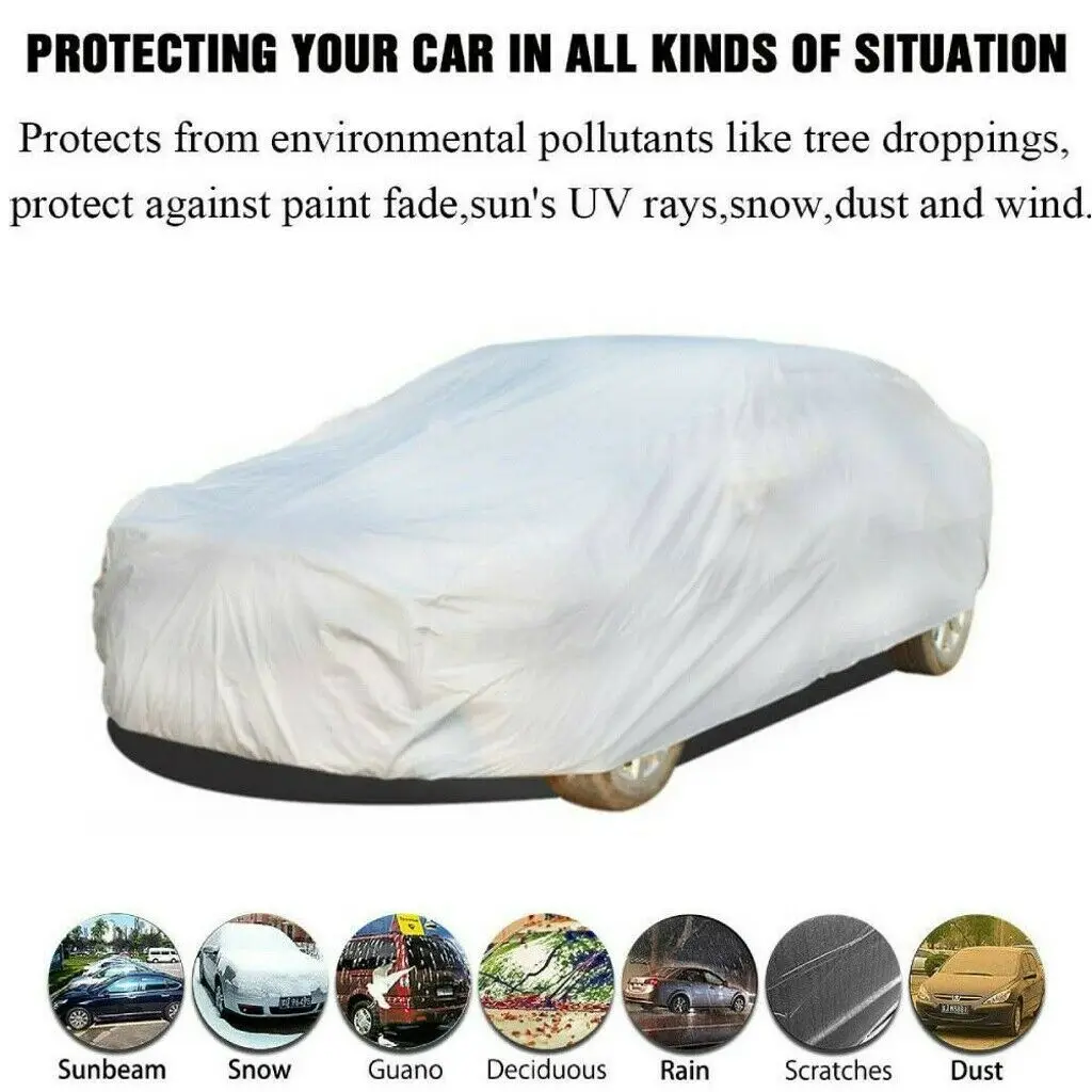 

Waterproof Car Cover Summer Sun Protection Outdoor Indoor Use Heavy Duty Dustproof Uv Shield Auto Exterior Guard