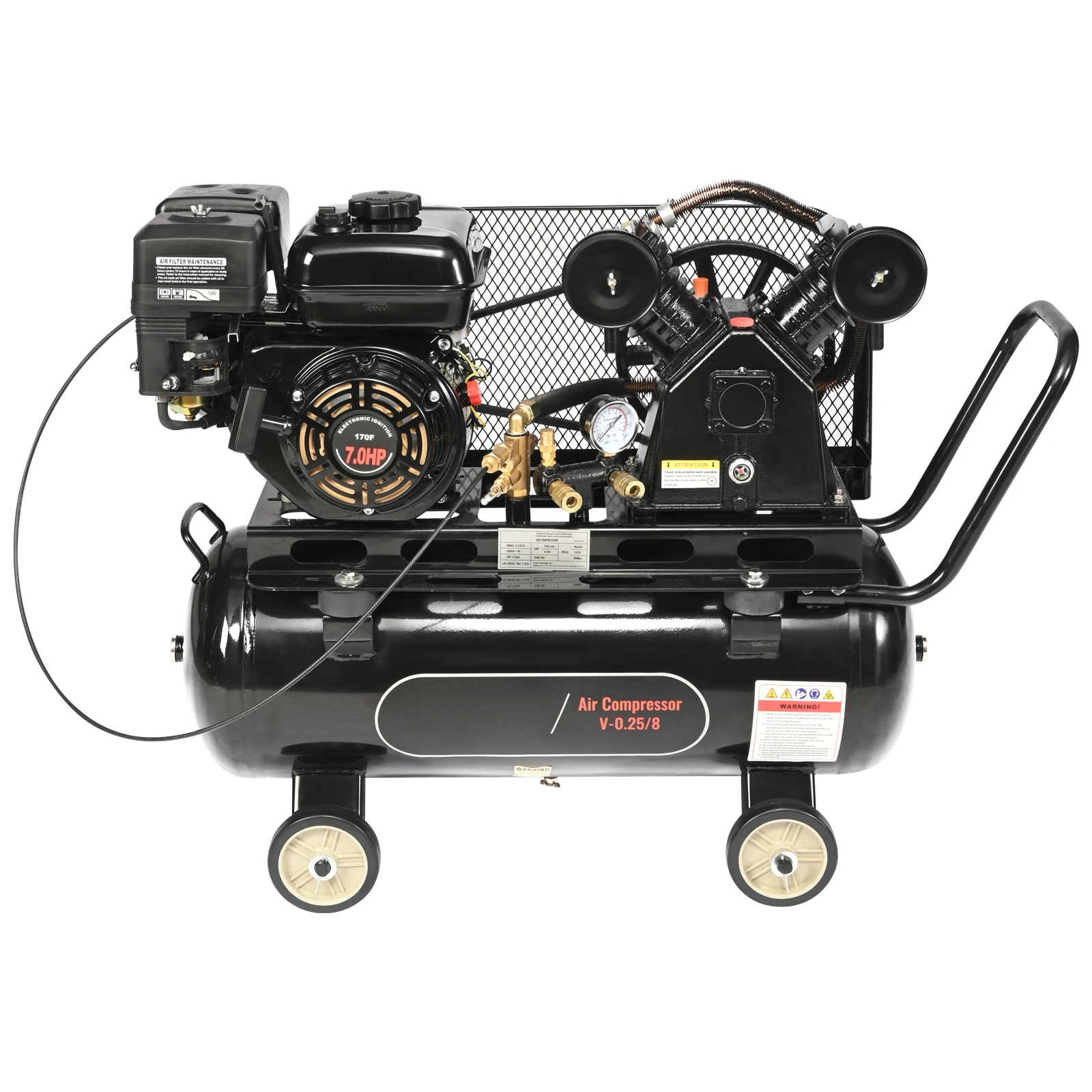 SucceBuy 7HP/15HP Gas Power Air Compressor 10/20/30 Gallon Air Compressor Tank 115PSI Max Pressure for Construction Workshop