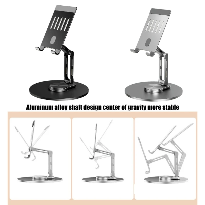 Foldable Smartphone Stand for Desk 360 Rotatable Height Adjustable Mobile Device Stand for Office & Entertainment Dropship