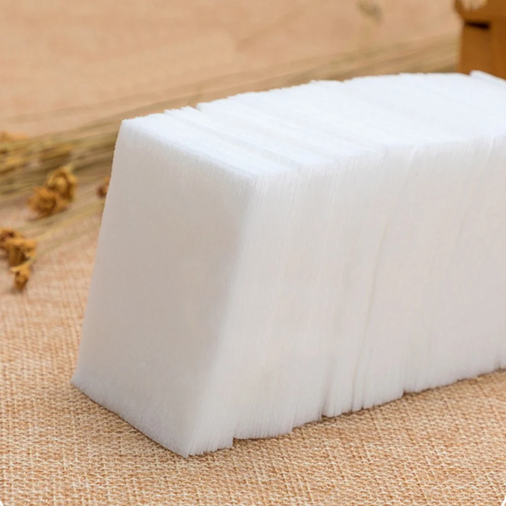 1000枚入り不織布メイク落としパッド、100％天然コットン、薄手コットン、ネイルポリッシュ除去用、プラスチックボックス入り、顔用