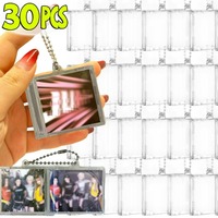 1/30Pcs DIY Blank Album Mini CD Case Keychain for Backpack Pendant School Bag Decoration Transparent Plastic Storage Box Gifts