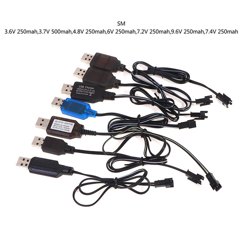 3.6-9.6V 250mA NiMh/NiCd Battery USB Charger Cable SM 2P Forward Plug Remote Control Car USB Charger Electric Toy~