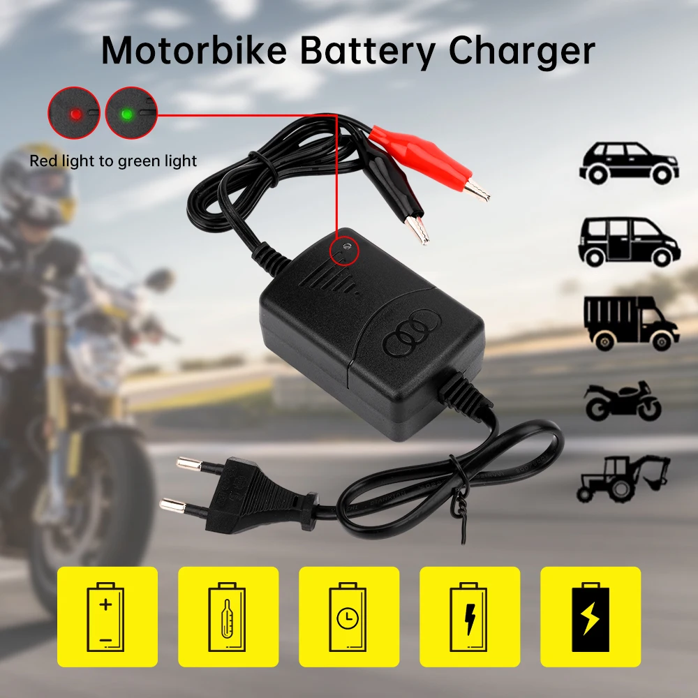 EU Plug/US Plug 12V Lead-acid Battery Charger Electric Vehicle Battery Charger Power Adapter Module for Car Motorcycle