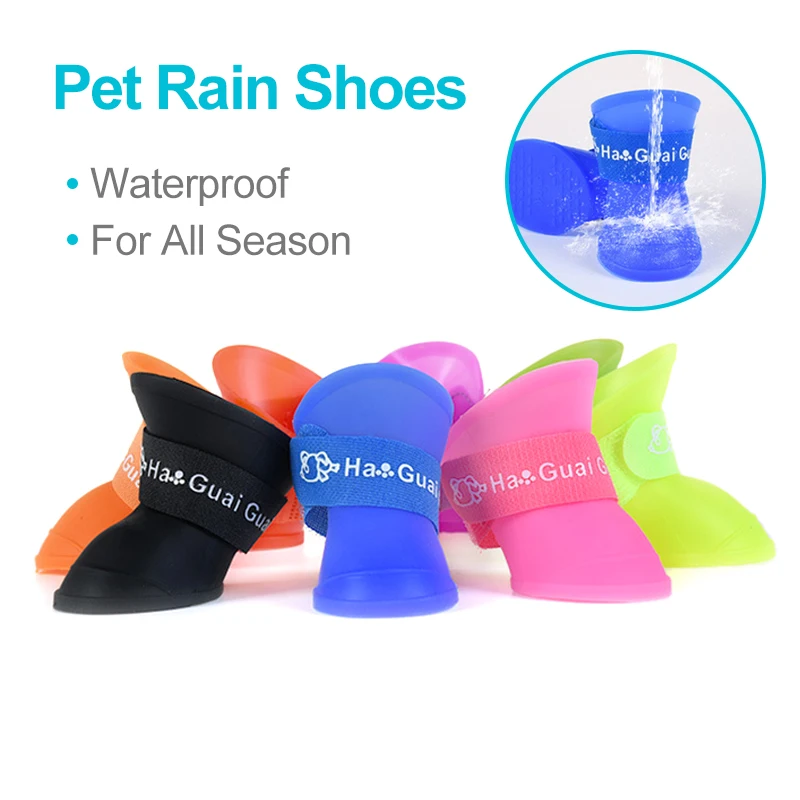 

Silica Gel Dog Rain Shoes 8 Color Soft Waterproof Non Slip Dog Shoes For Small Medium Big Dogs All Season Pets Shoeses 4PCS Set