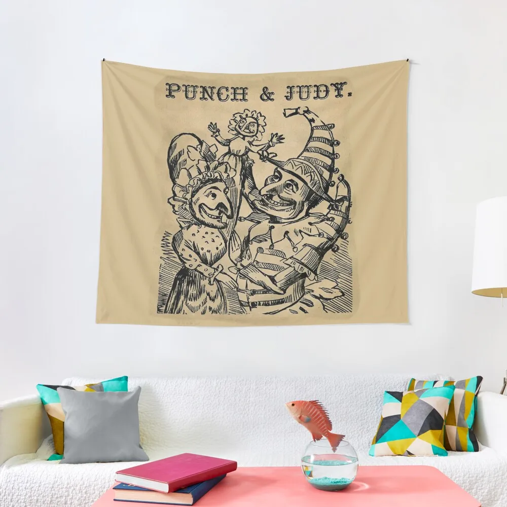 

Vintage Punch and Judy Illustration Tapestry Room Decor Aesthetic Wall Hanging Decor Wall Mural Decoration For Home