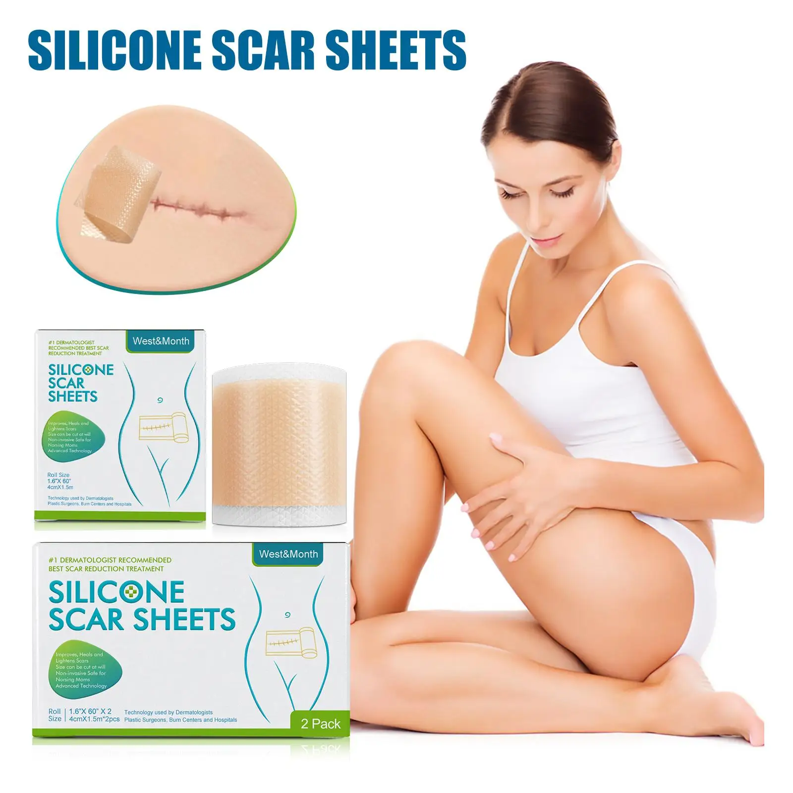 Silicone Scar Patch Skin Repair Sheets Removal Self-Adhesive Stretch Mark Tape Therapy Patch Burn Acne Scar Skin Care