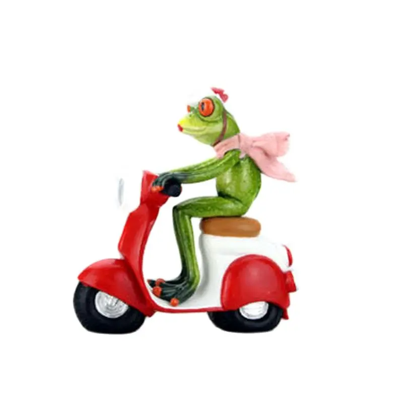 Frog Riding Red Car Shaped Crafts, Green Resin, Animal Decoration, Desktop Placement, Home Gifts