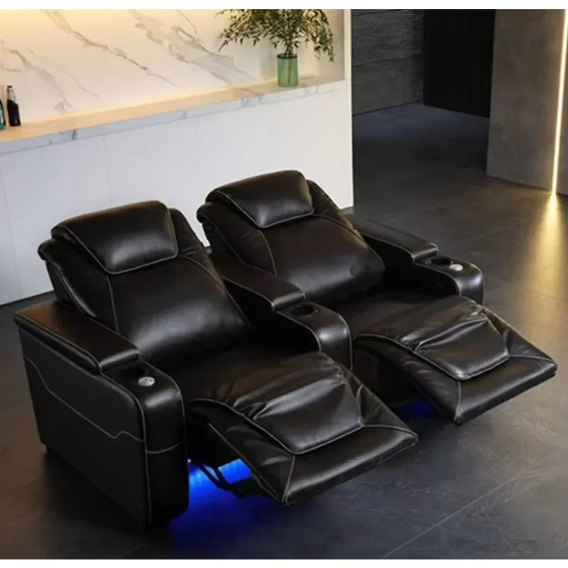 Top Leather Power Reclining Movie Theater Sofa Popular Electric Waterproof Durable Cinema