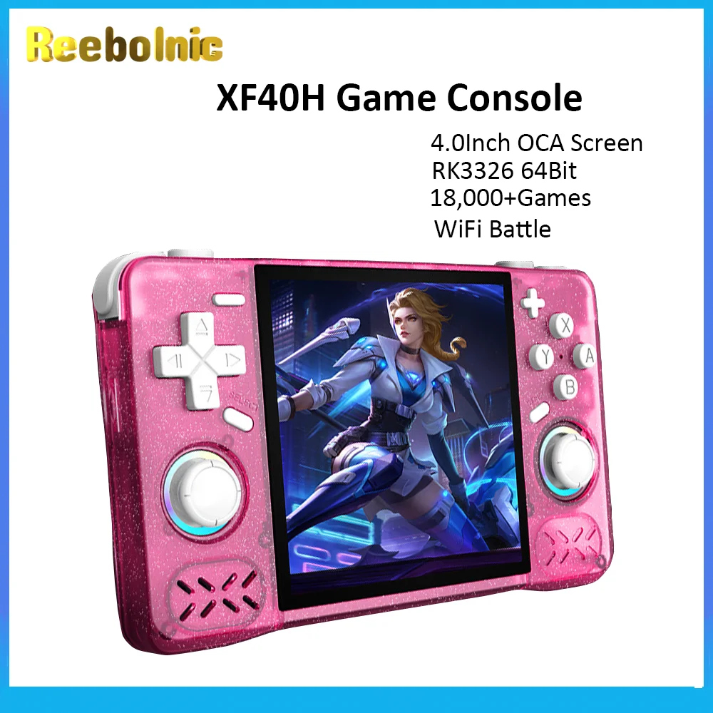 리볼닉 XF40H 게임 콘솔 4.0인치 OCA 스크린 RK3326 WiFi 30+ 시뮬레이터 18000+ 게임 레트로 비디오 게임 콘솔 4000mAh 배터리