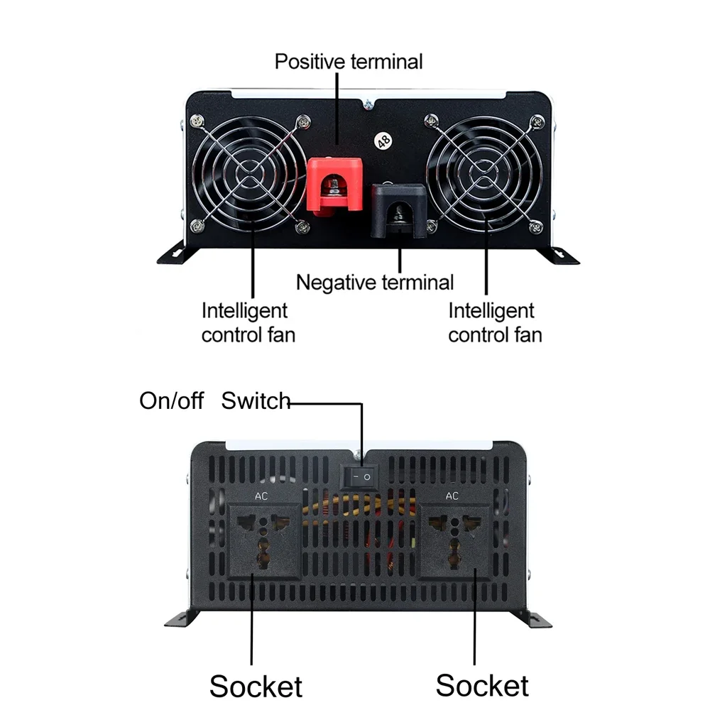 Imagem -05 - Inversor de Onda Senoidal Pura para Carro Inversores Solares Fora da Rede Fonte de Alimentação 12v 24v 48v 60v 220v ca 110v 8000w 10000w 12000w