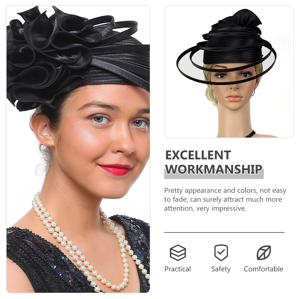 

Elegant Exaggerated Women Headdress Wedding Hat Tea Party Wedding Bridal Headb Banquet Headwear ABS Material Charm Decor