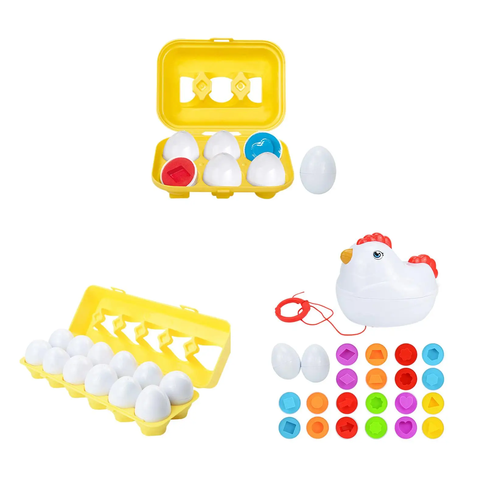 

Matching Eggs Toys Early Learning Fine Motor Skill Sensory Toy Color Shape Sorting Puzzle for Ages 3+ Babies Children Boys Girls