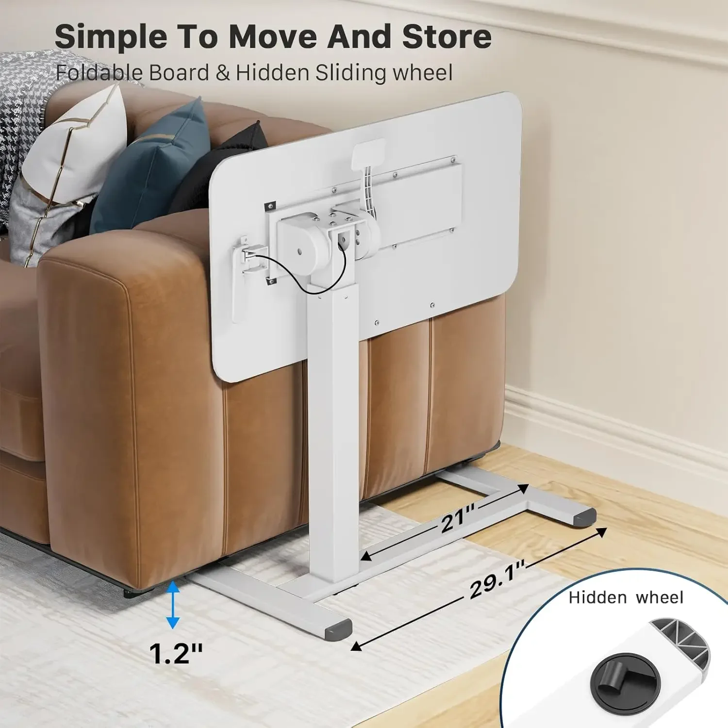 Mobile Standing Desk, Height Adjustable Rolling Laptop Desk, 90° Bedside Table, Portable Computer Desk with