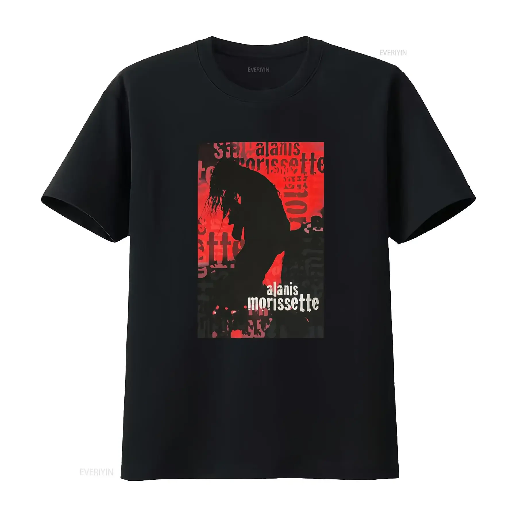Alanis Morissette Concert Silhouette Black T Shirt All Sizes Available vintage Washed Top For Everyday Wear Comfortable