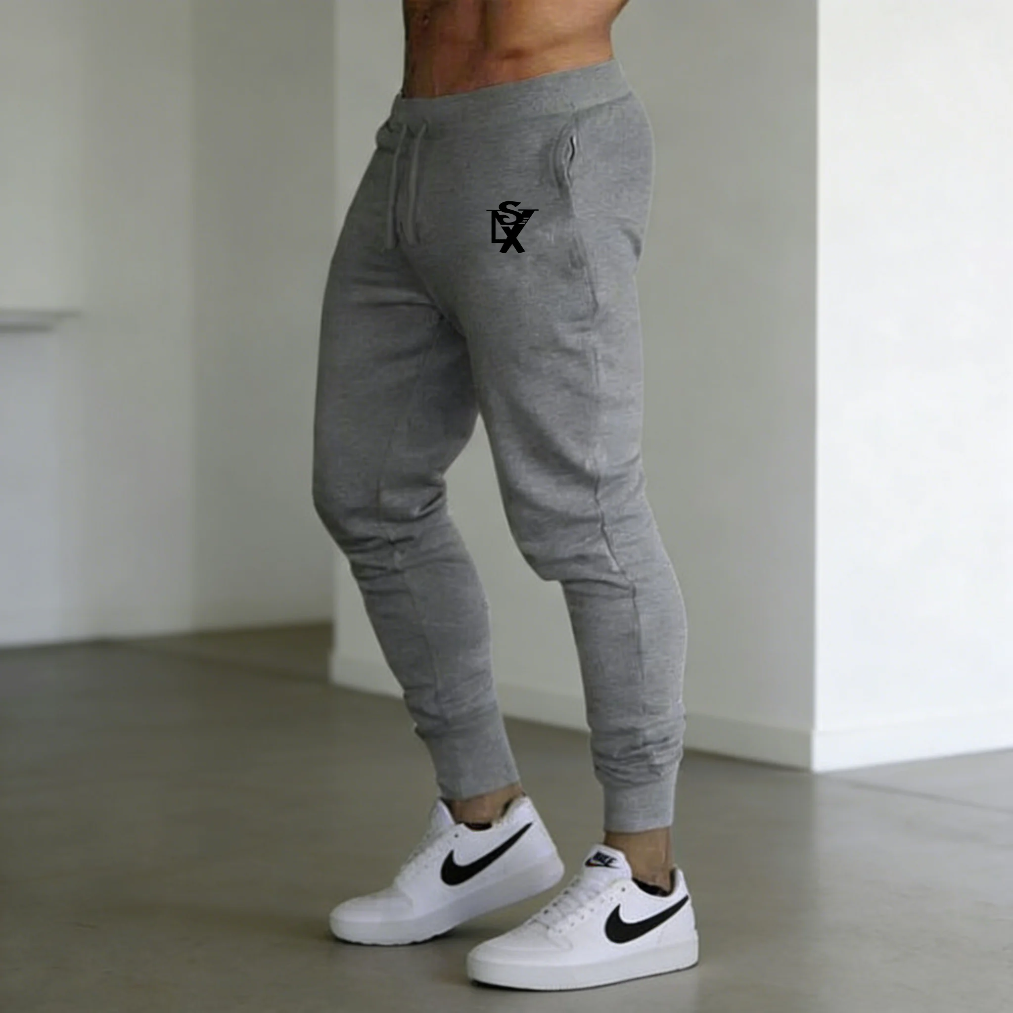 Men Three‑Letter‑Print Jogger Sweatpants, Casual Sport Trousers For Running, Workout, Gym Training & Daily Outdoor Leisure Wear