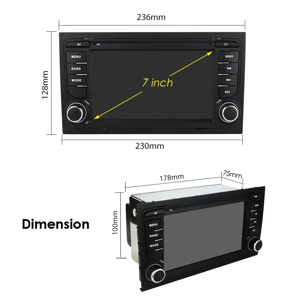 For Manual Audi A4 B6 B7 S4 RS4 Seat Exeo 2002-2008 Car Radio Android 13 Multimedia Wireless Carplay 2 Din Screen Stereo