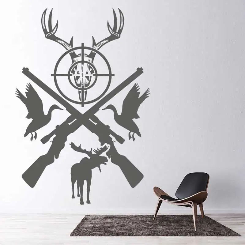 Hunting wall sticker deer skull wild duck elk sniper gun hunter life hunting field home holiday house decoration vinyl decal S16