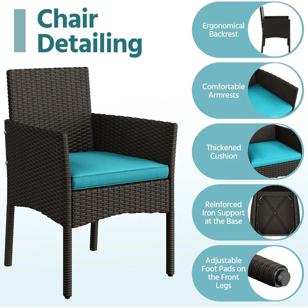 Patio Furniture Set 4 Pieces Conversation Sets, Rattan Chair Wicker Set Loveseat with Soft Cushion and Glass Table forBackyard