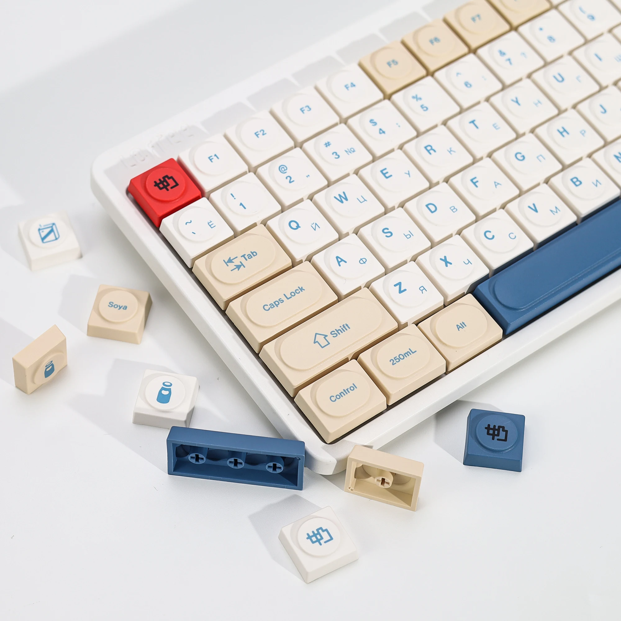 

KBDiy Doys Keycaps Retro GMK SoyMilk 1353 Korean Keycap PBT DIY For 60 Gaming Low Profile Mechanical Keyboard Cherry MX Switches