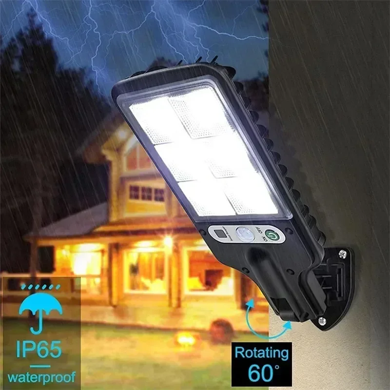 Outdoor LED Solar Street Light, Lâmpada impermeável, RIR Motion Sensor, 3 modos de iluminação, Jardim, Pátio, Caminho, Quintal, Garagem, Parede