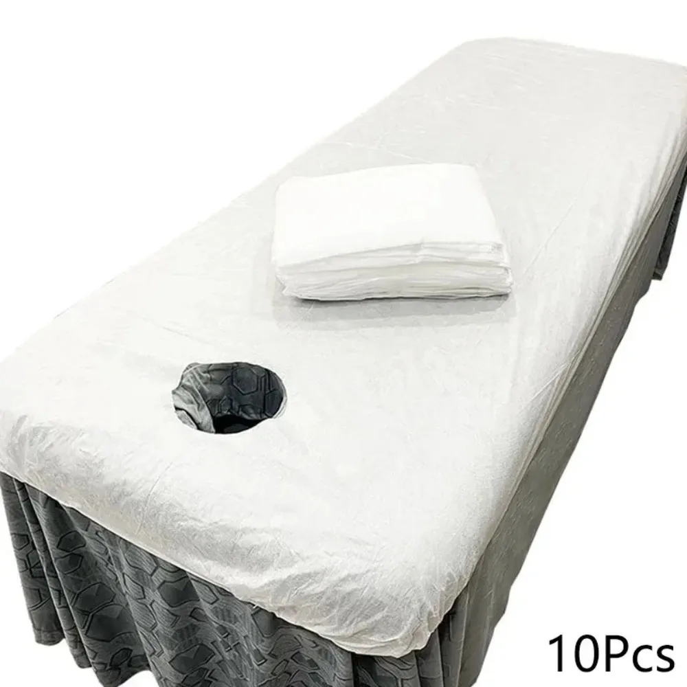 10pcs Disposable Bed Cover For Beauty Salon Open Hole Spa Massage Soft Bed Sheets Non-woven Fabric Breathable Elastic Bedspread
