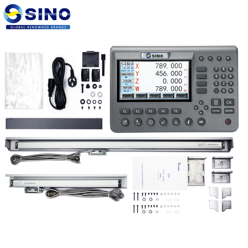 SINO SDS200 Metal 4 Axis LCD Digital Readout Display DRO Kit KA35 Glass Linear Scale Encoder For Lathe Grinder Millilling Dril