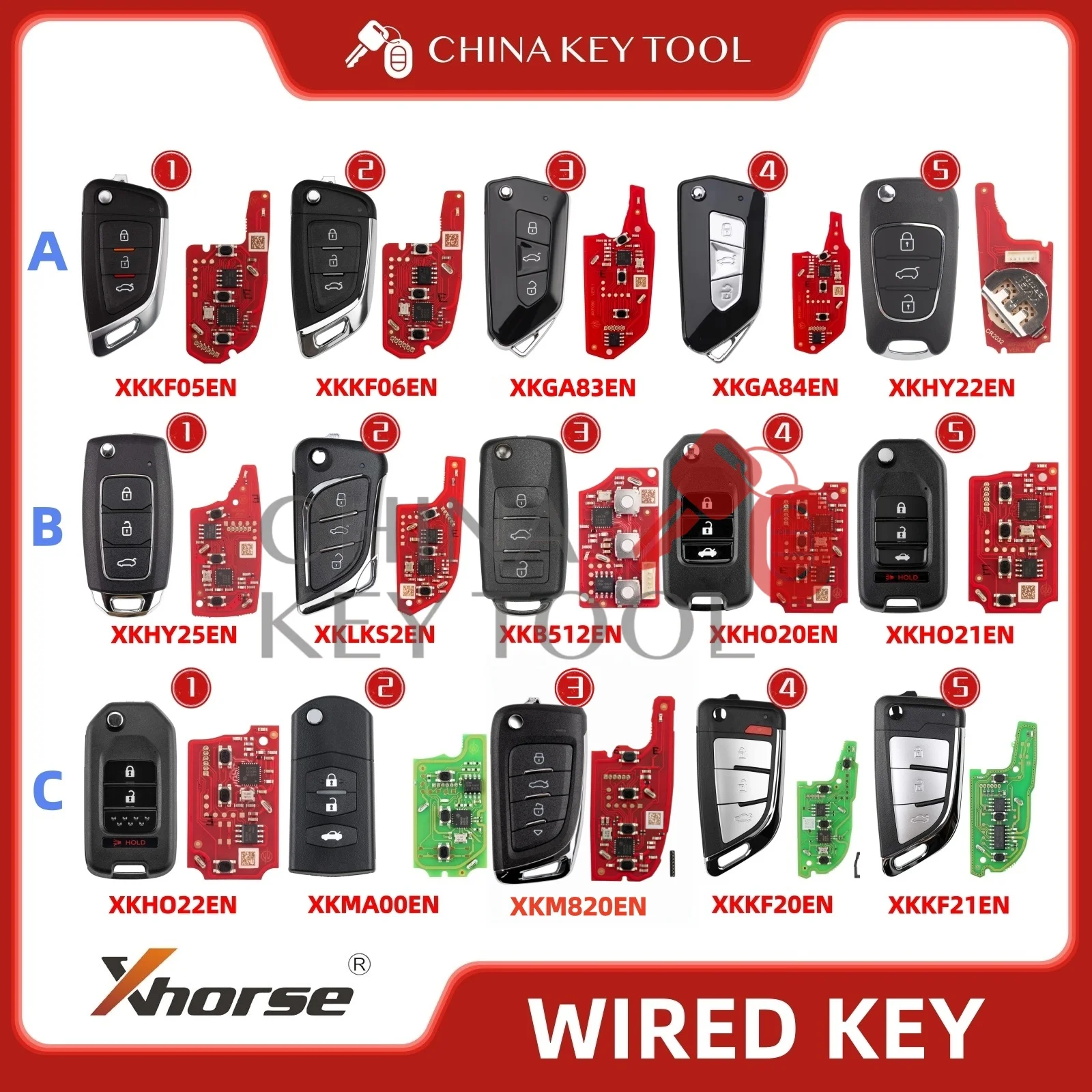Xhorse Key Global Version XKKF05EN XKKF06EN XKKF20EN XKKF21EN XKHY22EN XKHY25EN XKHO20EN XKHO21EN XKGA83EN XKLKS2EN XKM800EN