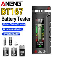 Battery Tester ANENG BT167 Detector LCD Display 18650 tester D 9V 1.5V Universal Button Cell Volt Test Checker Diagnostic ToolS