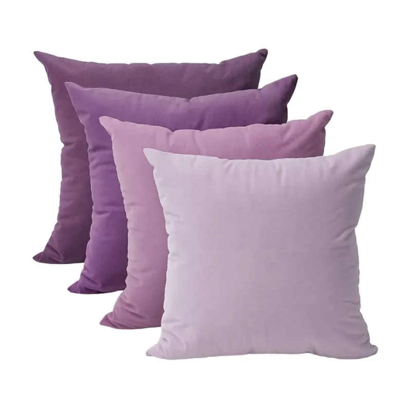 Inyahome Set of 2 Purple Throw Pillow Covers Velvet Soft Solid Decorative Couch Pillows Cover Decor for Sofa Couch Bed Car Home