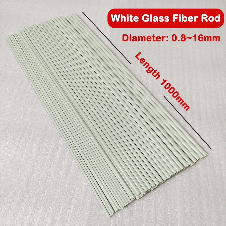 10PC Fiberglass Rod Diameters 0.8mm-13mm White Solid Glass Fiber Bars Arch UAV Tent Kite Bracket Length 1000mm