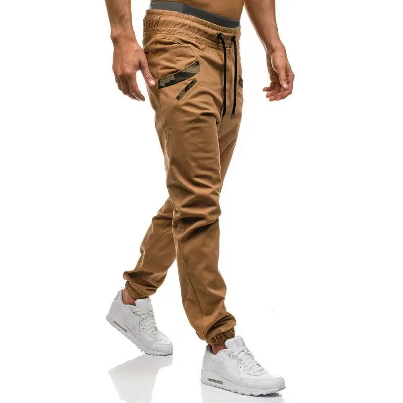 Pantalón largo para hombre, Pantalón recto con cordones, cintura elástica, bolsillo, empalme sólido, informal, con cordón, corte ajustado, otoño 2024