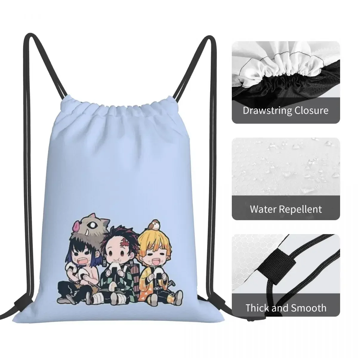 Anime Demon Slayer Kamado Tanjirou zaino portatile con coulisse borse con coulisse borsa sportiva tasca borsa per libri per uomo donna