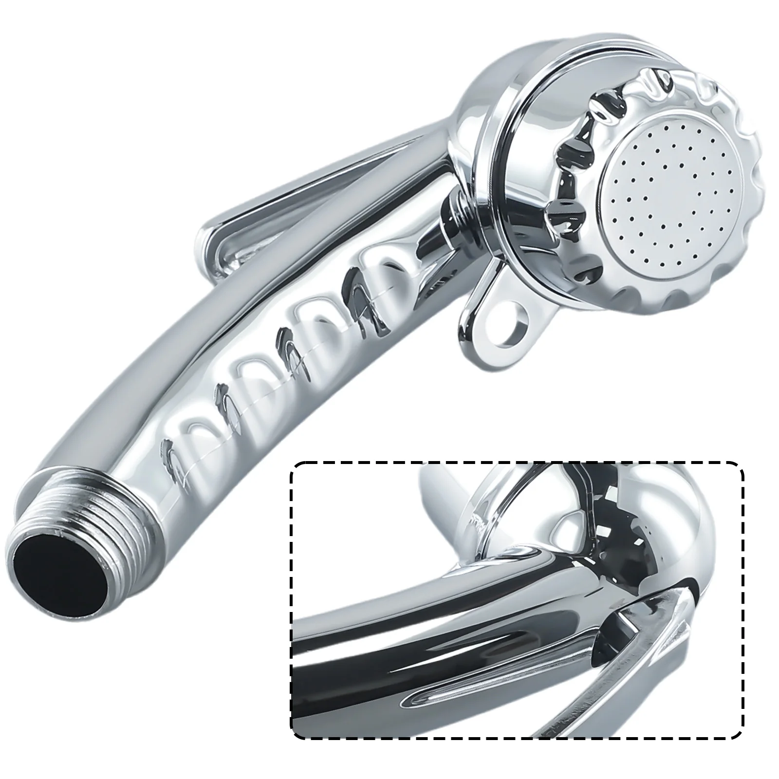 

Upgrade Your Shower Experience with this 12'' Shower Head Start/Stop Button, Chrome Colored, 1/2'' Connection, Retaining Eye