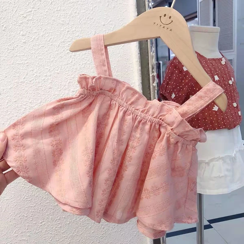 Mädchen-Outfit-Set 2026 Sommer-Kleidungssets Hohles Spitzen-Set Baby Lässiges Ärmelloses T-Shirt+Shorts Kinderkleidungssets Babykleidung – Detail 38