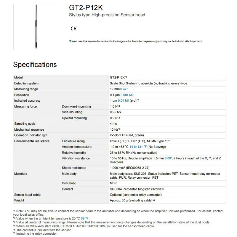 Sensore di spostamento KEYENCE originale GT2-P12K nuovissimo
