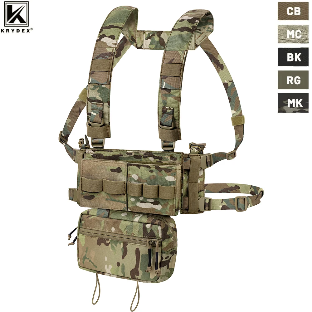 

KRYDEX MK3 MK4 Micro Fight Chassis Modular Chest Rig Airsoft Hunting Combat Tactical Carrier Vest w/ 5.56 7.62 Magazine Pouch