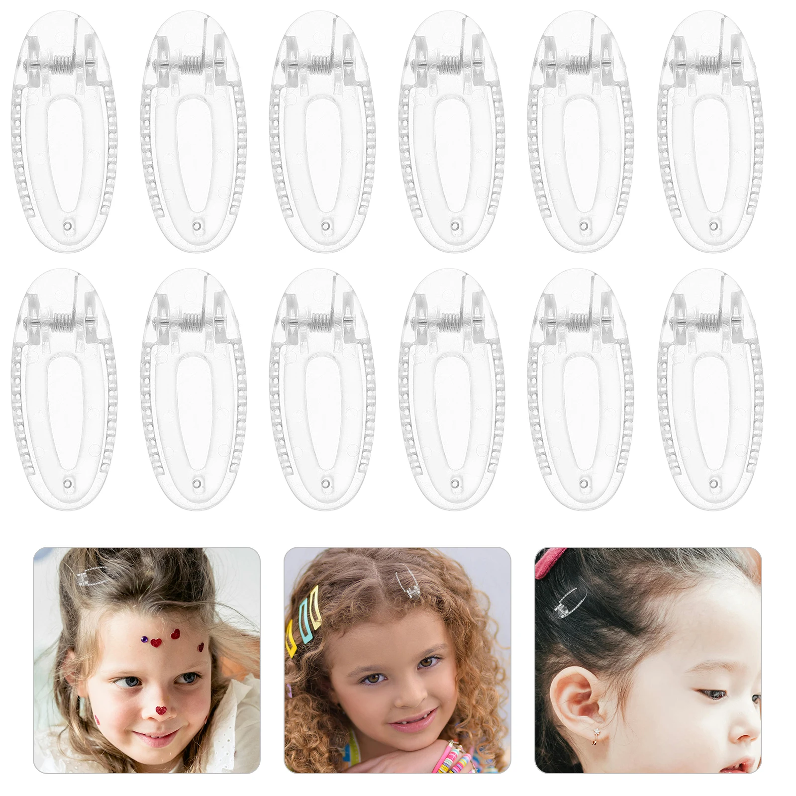 

20pcs Oval Hair Clips 4Cm Transparent No-Slip Snap Barrettes Cute Hairpins Toddler Girls School Party Flat