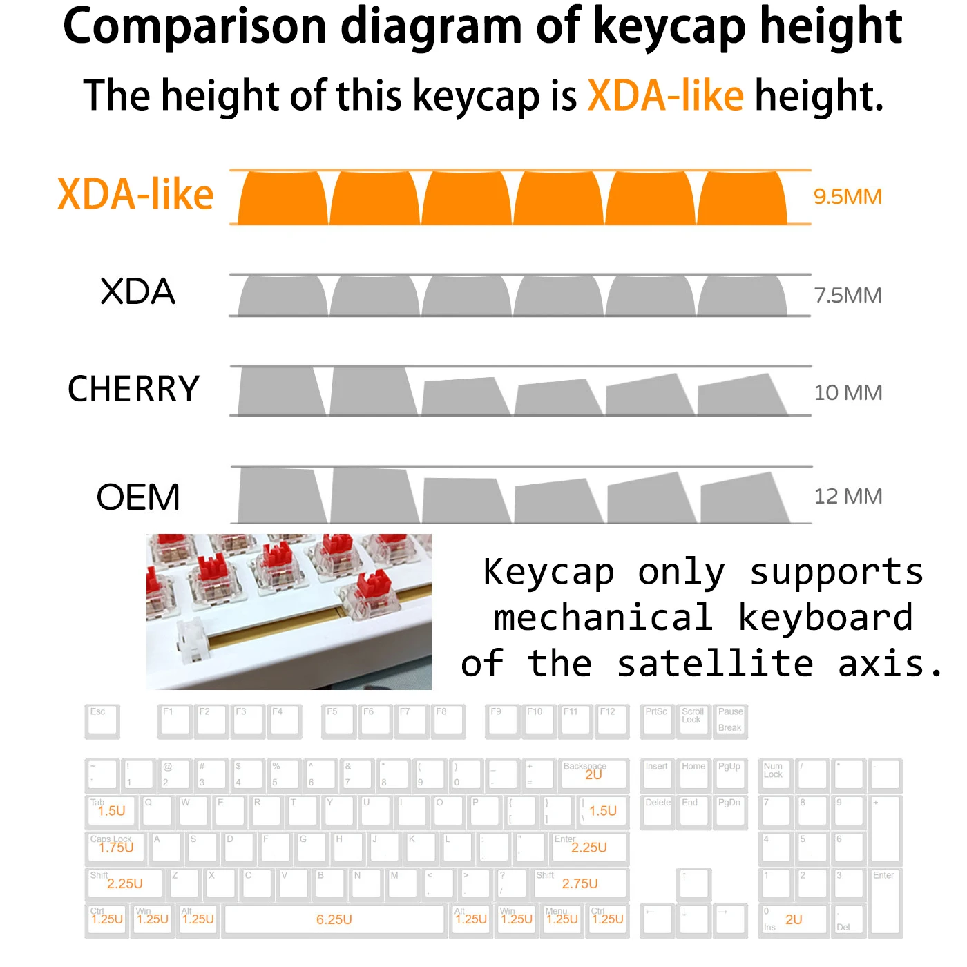 General PBT Keycaps XDA Profile Dye Sublimation Personalized English Russian Keycap for Cherry MX Gamer Mechanical Keyboard